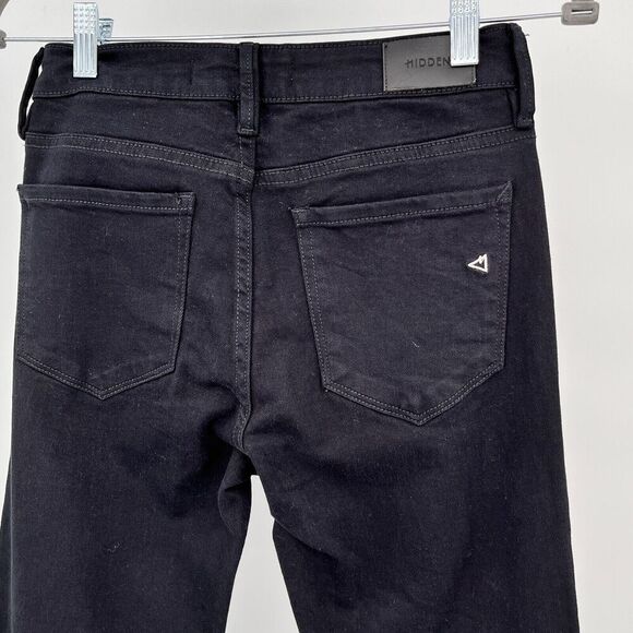 Hidden Jeans Womens 26 Black Flare Leg Stretch Button-Fly Raw Hem Bell Bottoms - Picture 5 of 12